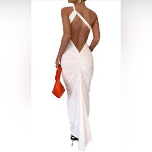 COPY - Women's Backless One Shoulder Maxi Dress Sexy Sleeveless Bodycon Draped …